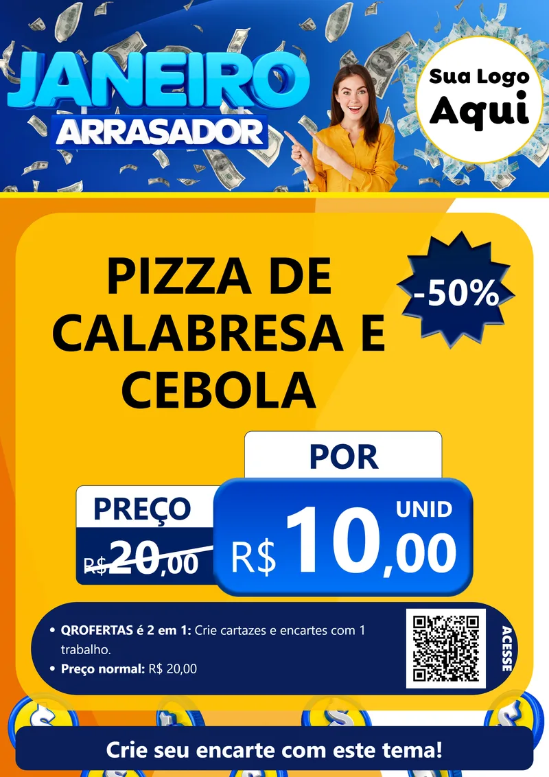 Modelo de Cartaz para Cartaz A4 Vertical com o tema Janeiro Arrasador para Pizzaria