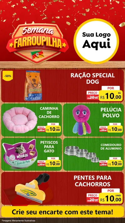Modelo de TV para TV Vertical com o tema Semana Farroupilha para Pet Shop
