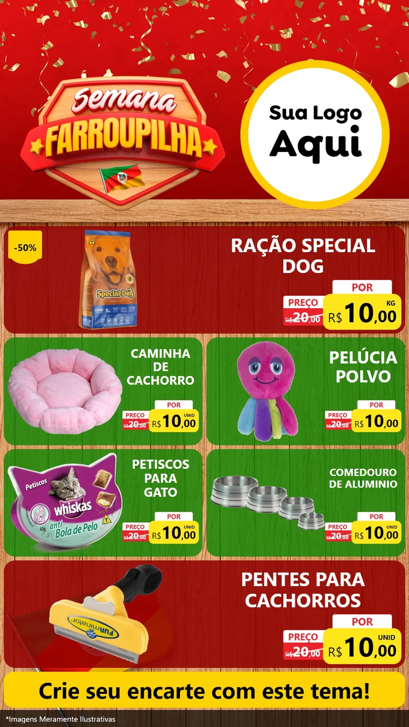 Modelo de TV para TV Vertical com o tema Semana Farroupilha para Pet Shop
