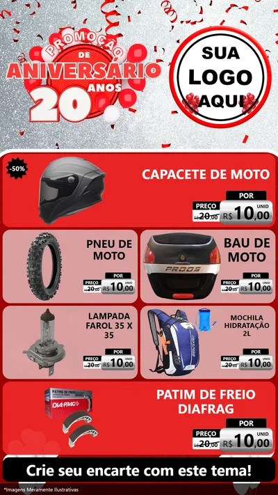 Modelo de TV para TV Vertical com o tema Promoção de Aniversário - 20 Anos para Moto peças