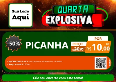 Modelo de Cartaz para Cartaz A4 Horizontal com o tema Quarta Explosiva para Açougue