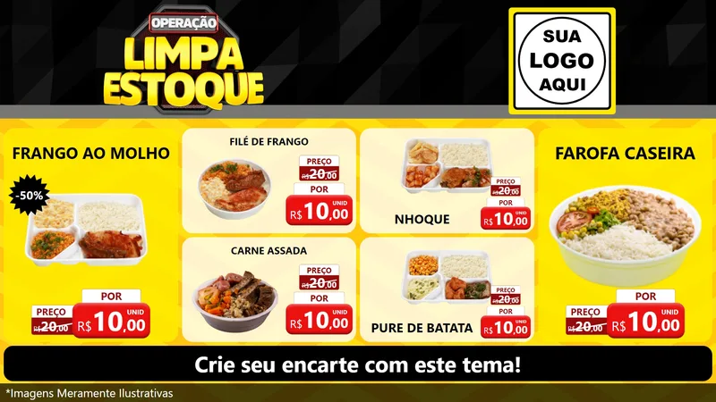 Modelo de TV para TV Horizontal com o tema Operação Limpa Estoque para Restaurante