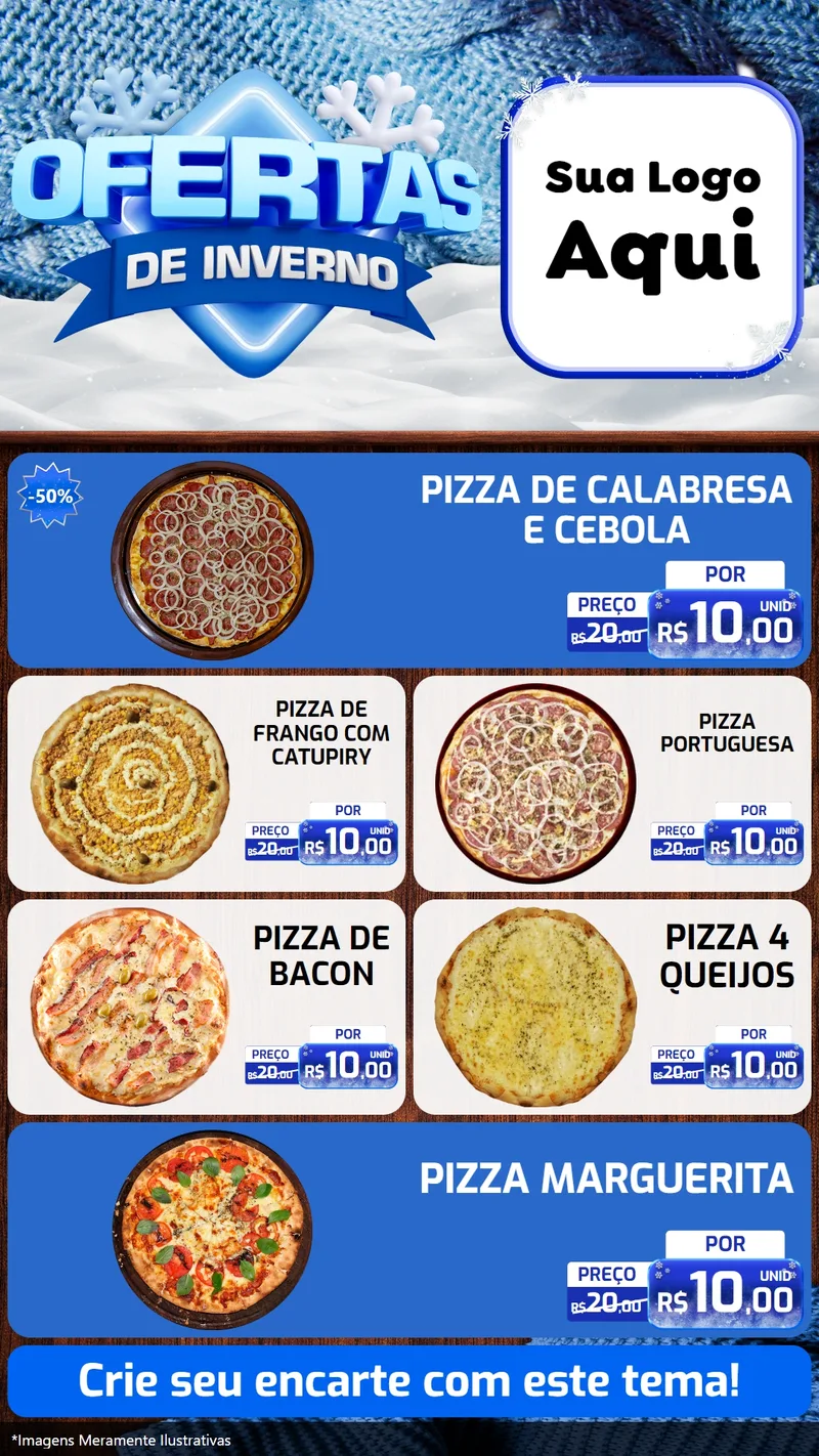 Modelo de TV para TV Vertical com o tema Ofertas de Inverno para Pizzaria