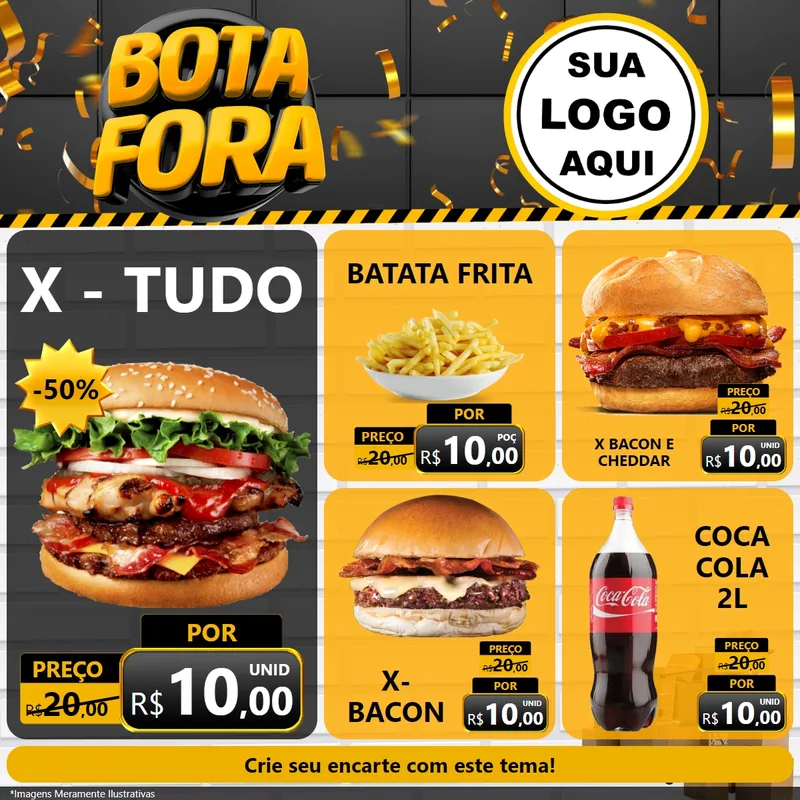 Modelo de Rede Social para Feed Facebook com o tema Bota Fora para Hamburgueria