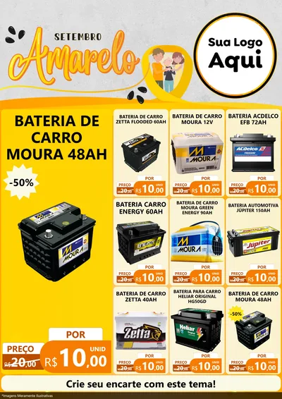 Modelo de Encarte para Encarte A4 Vertical com o tema Setembro Amarelo para Baterias Elétricas