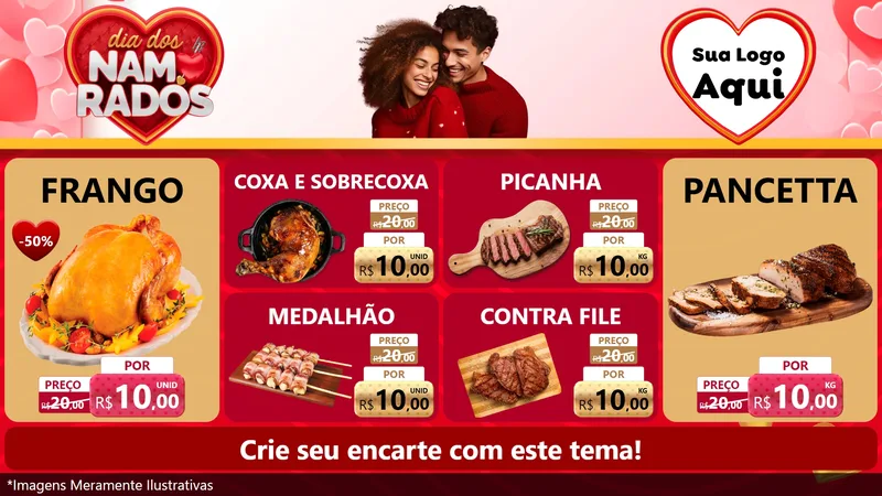 Modelo de TV para TV Horizontal com o tema Dia dos Namorados para Assados