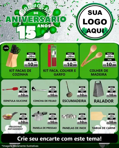Modelo de Rede Social para Feed Instagram com o tema Promoção de Aniversário - 15 Anos para Utilidades Domésticas