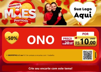 Modelo de Cartaz para Cartaz A4 Horizontal com o tema Semana das Mães Premiada para Óticas