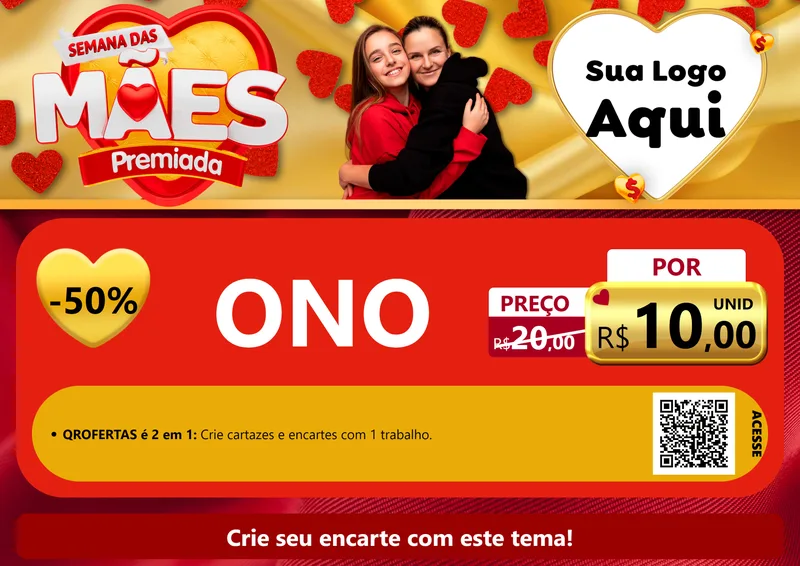 Modelo de Cartaz para Cartaz A4 Horizontal com o tema Semana das Mães Premiada para Óticas
