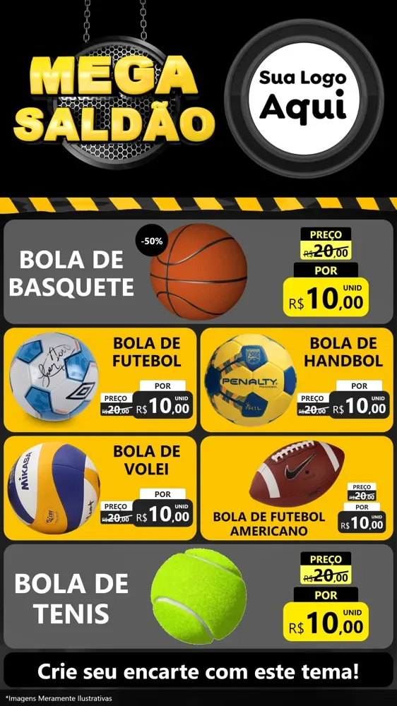 Modelo de TV para TV Vertical com o tema Mega Saldão para Artigos Esportivos