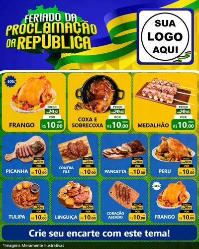 Modelo de Rede Social para Feed Instagram com o tema Feriado da Proclamação da República para Assados
