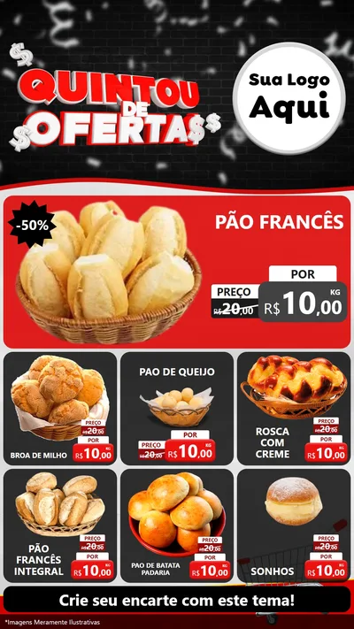 Modelo de Rede Social para Stories com o tema Quintou de Ofertas para Padaria
