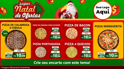 Modelo de TV para TV Horizontal com o tema Super Natal de Ofertas para Pizzaria