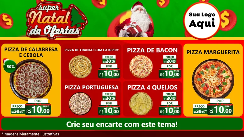Modelo de TV para TV Horizontal com o tema Super Natal de Ofertas para Pizzaria