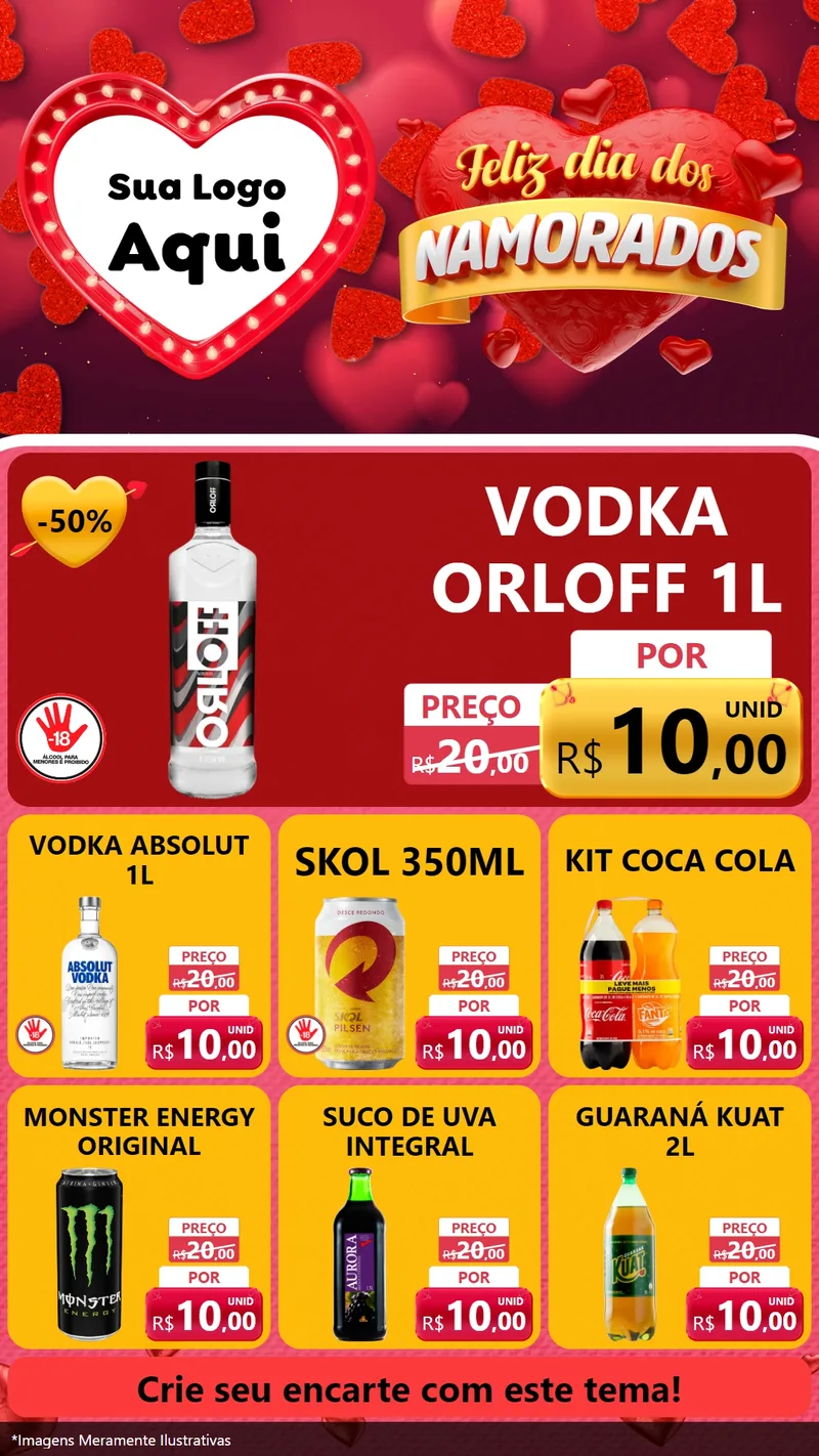 Modelo de Rede Social para Stories com o tema Feliz Dia Dos Namorados para Distribuidora de bebidas