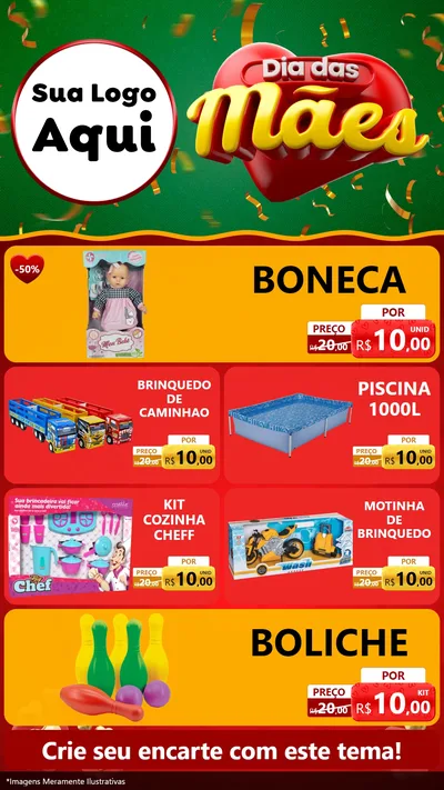 Modelo de TV para TV Vertical com o tema Dia das Mães para Brinquedos