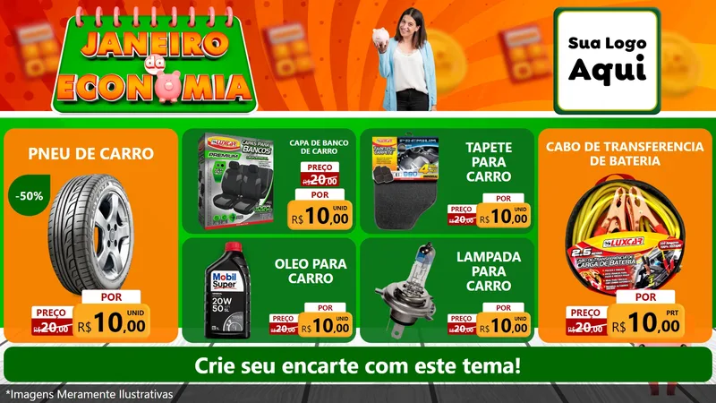 Modelo de TV para TV Horizontal com o tema Janeiro da Economia para Auto peças