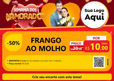 Modelo de Cartaz para Cartaz A4 Horizontal com o tema Semana dos Namorados para Restaurante