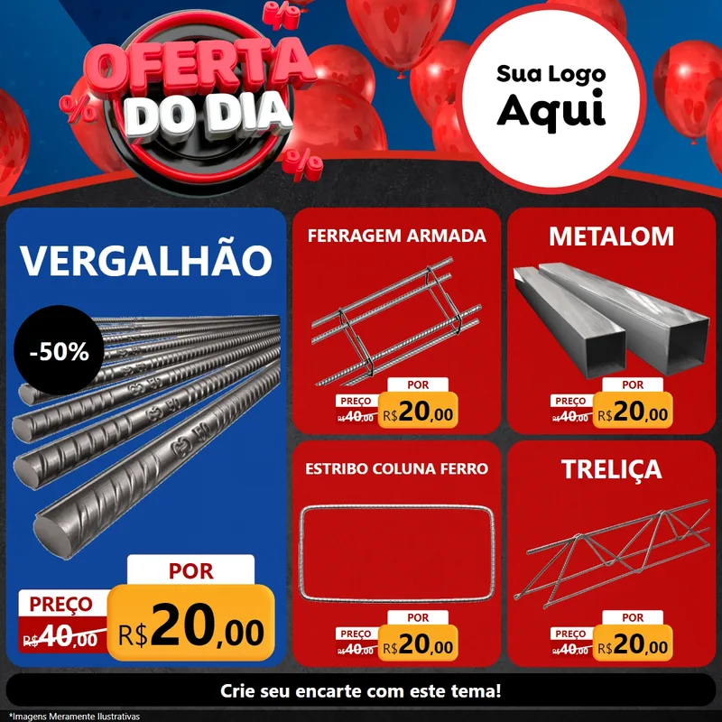 Modelo de Rede Social para Feed Facebook com o tema Oferta do Dia para Ferragens