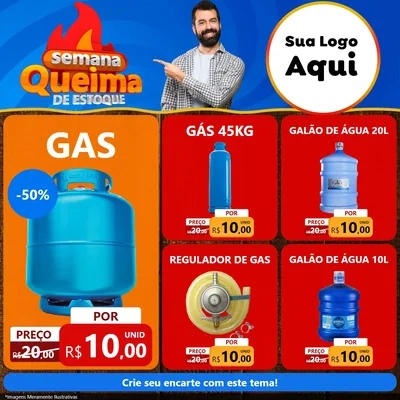 Modelo de Rede Social para Feed Facebook com o tema Semana Queima de Estoque para Água e gás