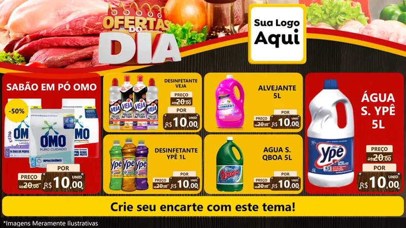 Modelo de TV para TV Horizontal com o tema Ofertas do Dia para Produtos de Limpeza