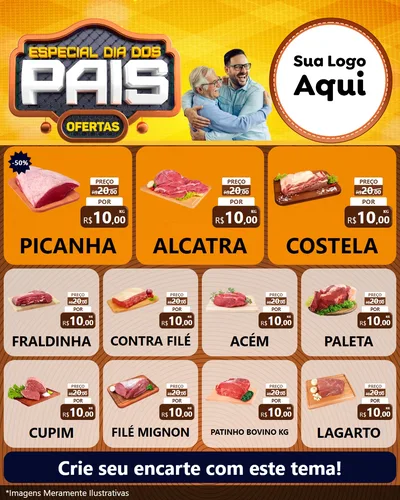 Modelo de Rede Social para Feed Instagram com o tema Especial Dia dos Pais para Açougue