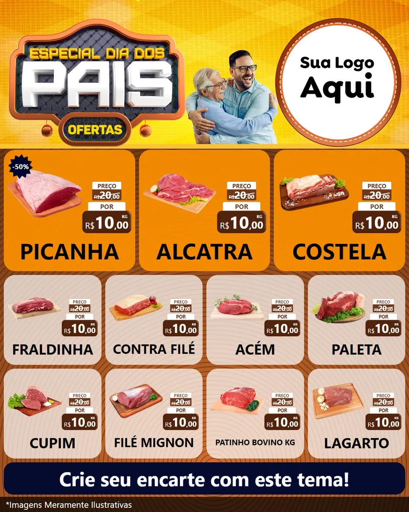 Modelo de Rede Social para Feed Instagram com o tema Especial Dia dos Pais para Açougue
