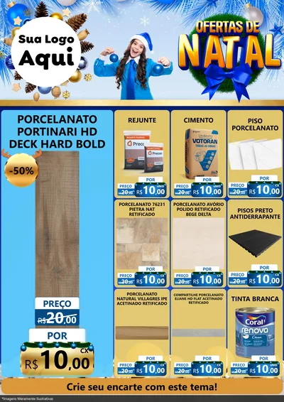 Modelo de Encarte para Encarte A4 Vertical com o tema Ofertas de Natal para Pisos e revestimentos