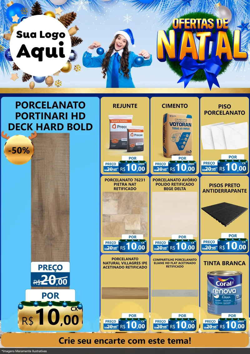 Modelo de Encarte para Encarte A4 Vertical com o tema Ofertas de Natal para Pisos e revestimentos