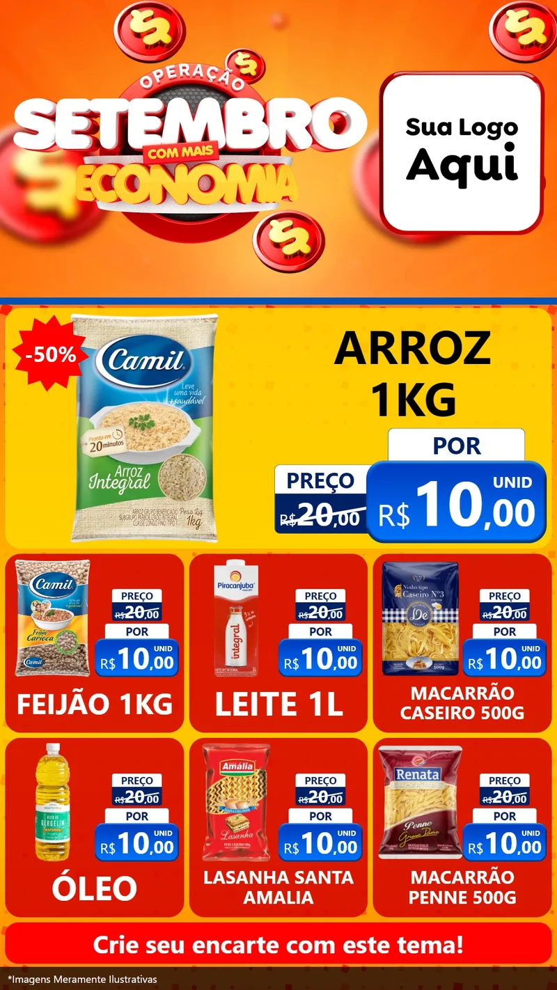 Modelo de Rede Social para Stories com o tema Operação Setembro Com Muita Economia para Supermercado