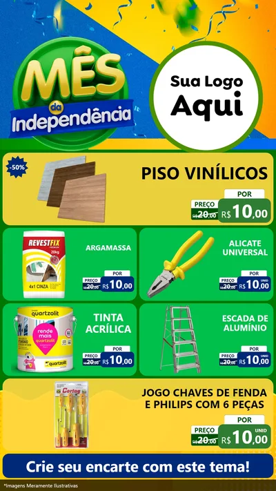 Modelo de TV para TV Vertical com o tema Mês da Independência para Material para Construção