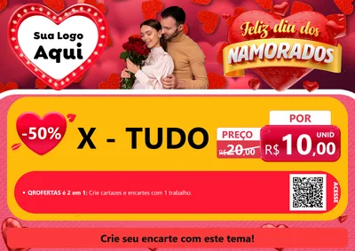 Modelo de Cartaz para Cartaz A4 Horizontal com o tema Feliz Dia Dos Namorados para Hamburgueria