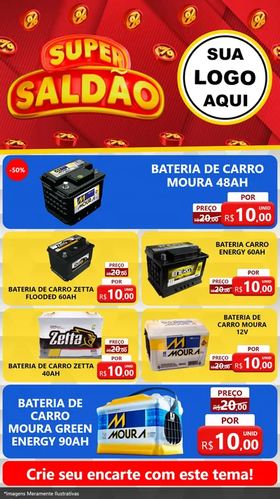 Modelo de TV para TV Vertical com o tema Super Saldão para Baterias Elétricas