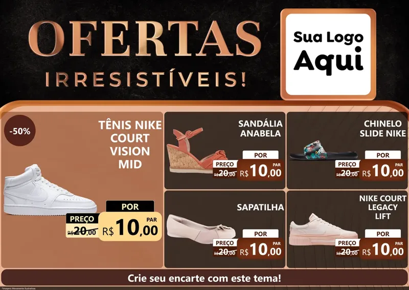 Modelo de Encarte para Encarte A4 Horizontal com o tema Ofertas Irresistíveis! para Calçados