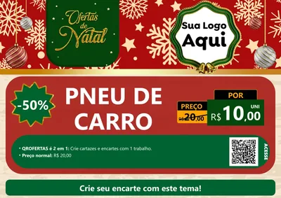 Modelo de Cartaz para Cartaz A4 Horizontal com o tema Natal de Ofertas para Auto peças