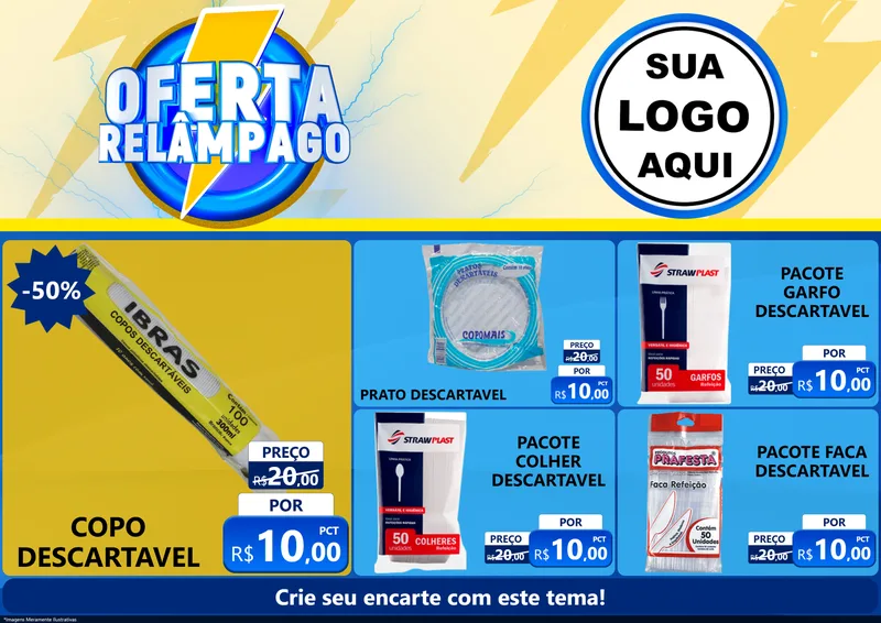 Modelo de Encarte para Encarte A4 Horizontal com o tema Oferta Relâmpago para Embalagens