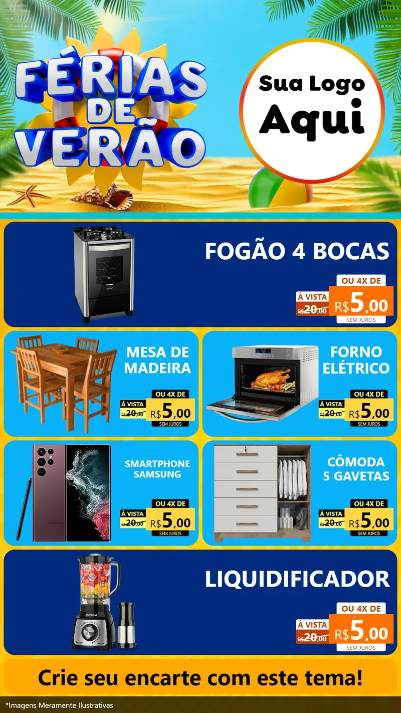 Modelo de TV para TV Vertical com o tema Férias de Verão para Móveis e Eletro