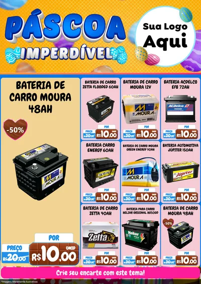 Modelo de Encarte para Encarte A4 Vertical com o tema Páscoa Imperdível para Baterias Elétricas