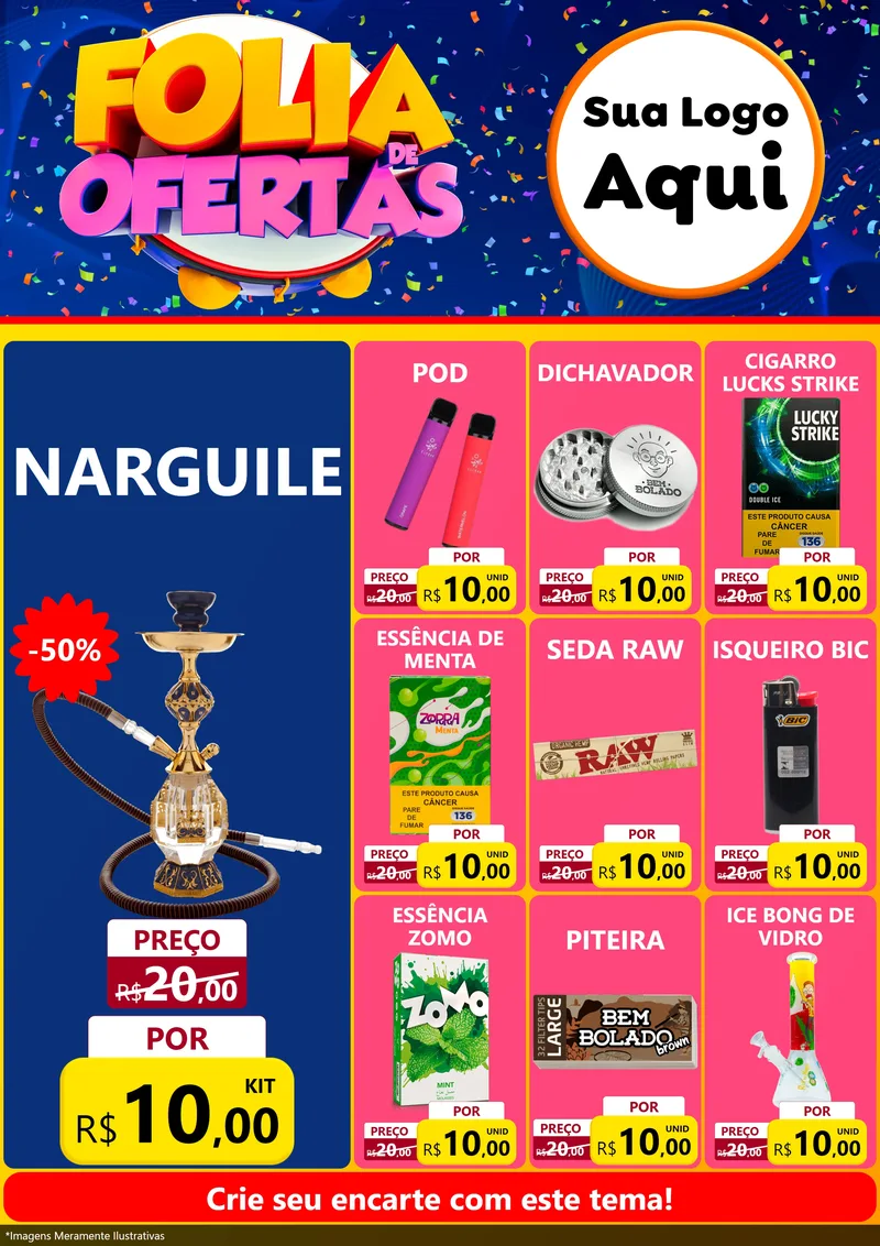 Modelo de Encarte para Encarte A4 Vertical com o tema Folia de Ofertas para Tabacaria