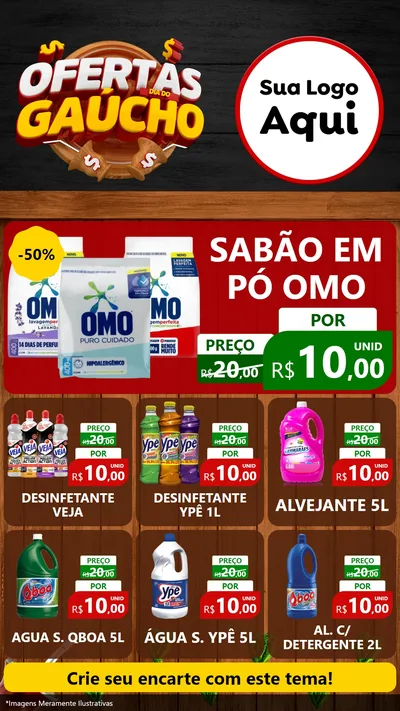 Modelo de Rede Social para Stories com o tema Ofertas Dia do Gaúcho para Produtos de Limpeza
