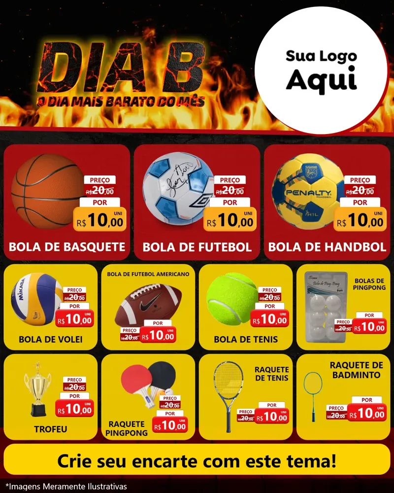 Modelo de Rede Social para Feed Instagram com o tema Dia B para Artigos Esportivos