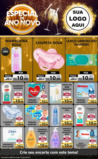 Modelo de Encarte para Encarte Grande com o tema Especial de Ano Novo para Bebês