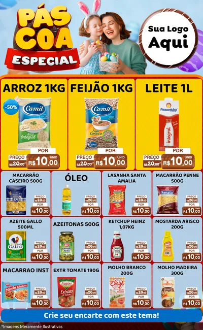 Modelo de Encarte para Encarte Grande com o tema Páscoa Especial para Supermercado