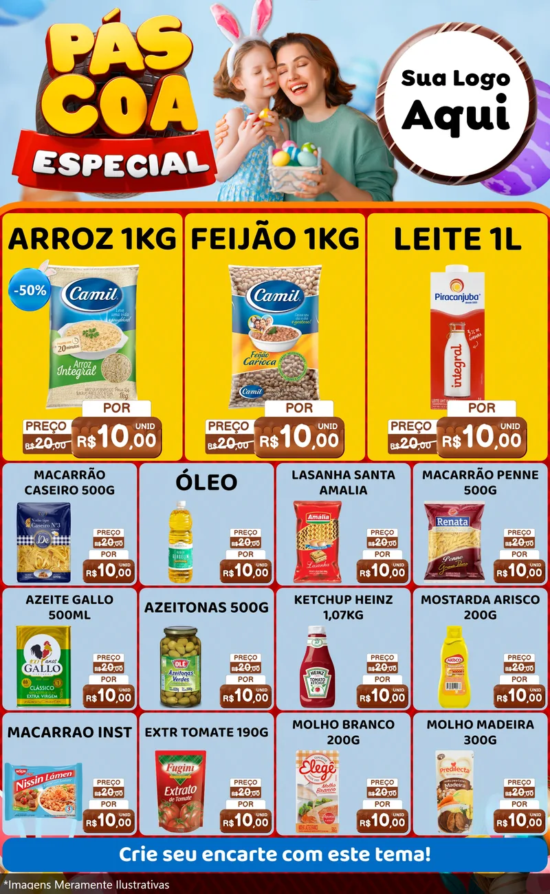 Modelo de Encarte para Encarte Grande com o tema Páscoa Especial para Supermercado