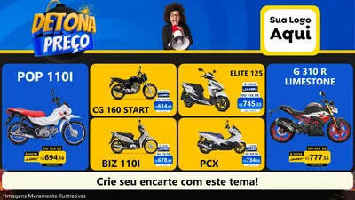 Modelo de TV para TV Horizontal com o tema Detona Preços para Concessionaria de Motos
