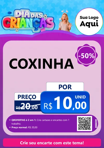 Modelo de Cartaz para Cartaz A4 Vertical com o tema Dia Das Crianças para Salgadaria