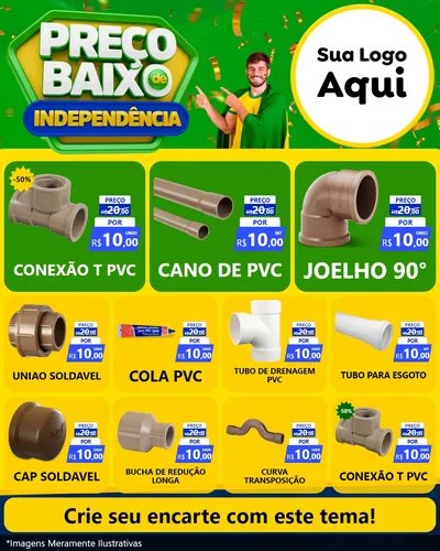 Modelo de Rede Social para Feed Instagram com o tema Preço Baixo de Independência para Tubos e conexões