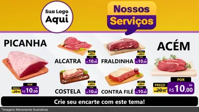 Modelo de TV para TV Horizontal com o tema Nossos Serviços para Açougue