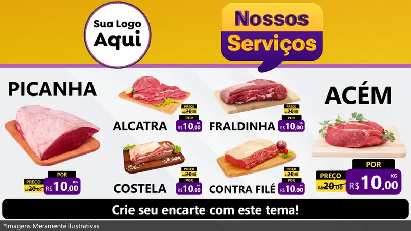 Modelo de TV para TV Horizontal com o tema Nossos Serviços para Açougue