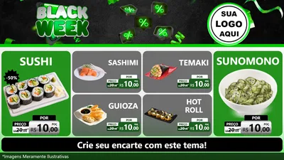 Modelo de TV para TV Horizontal com o tema Black Week para Comida japonesa